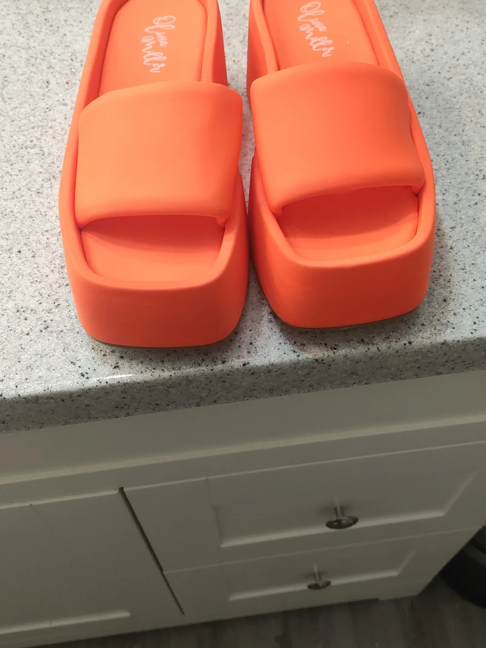 Olivia Miller 💥🔥Platform Slide Sandals in Bright Orange - Women's
